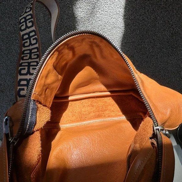 Brown Leather Belt Bag with Patterned Strap - Picture 4 of 8